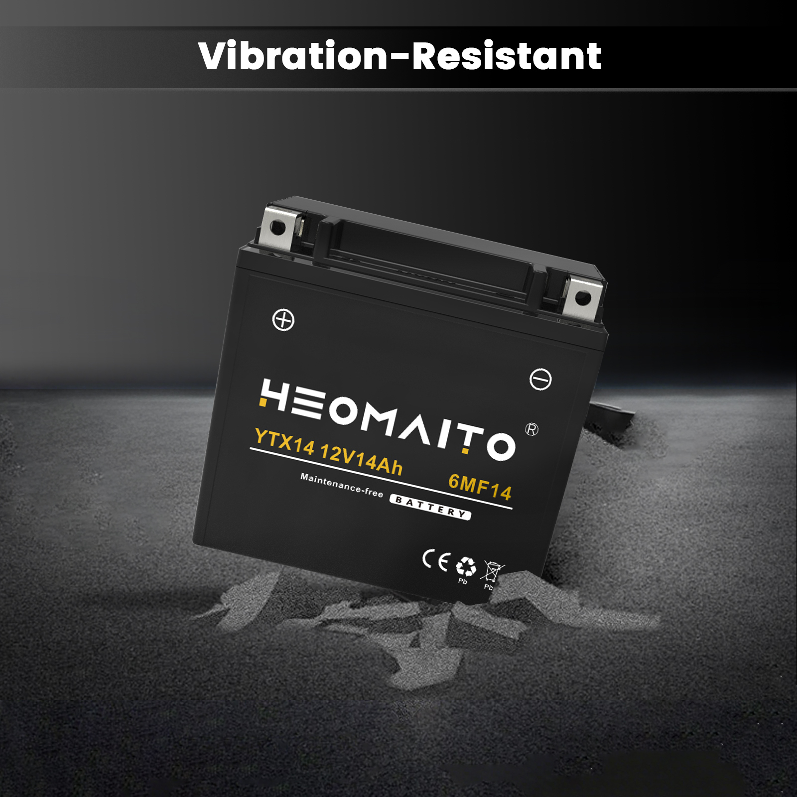 YTX14 14AH Spiral Cell Motorcycle Battery