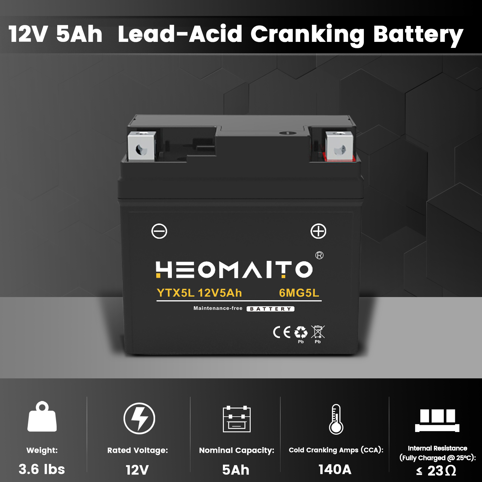 YTX5L 5AH Motorcycle Battery